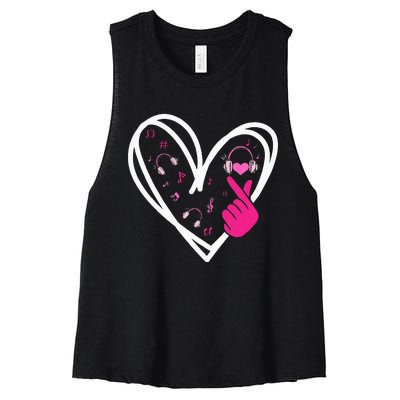 Love Kpop Finger Heart Korean Pop Music K Pop Women's Racerback Cropped Tank