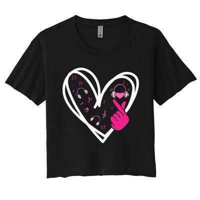 Love Kpop Finger Heart Korean Pop Music K Pop Women's Crop Top Tee