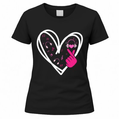 Love Kpop Finger Heart Korean Pop Music K Pop Women's T-Shirt