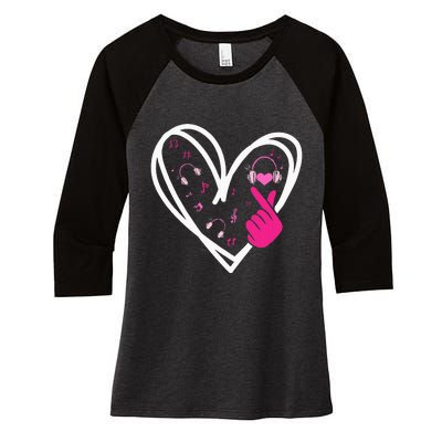 Love Kpop Finger Heart Korean Pop Music K Pop Women's Tri-Blend 3/4-Sleeve Raglan Shirt