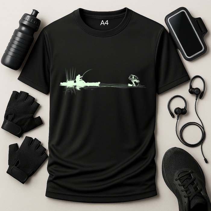 Largemouth Kayak Fishing Kayaking Angler Graphic Fisher Cool Gift Cooling Performance Crew T-Shirt