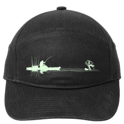 Largemouth Kayak Fishing Kayaking Angler Graphic Fisher Cool Gift 7-Panel Snapback Hat