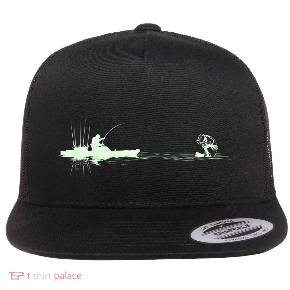 Largemouth Kayak Fishing Kayaking Angler Graphic Fisher Cool Gift Flatbill Hat