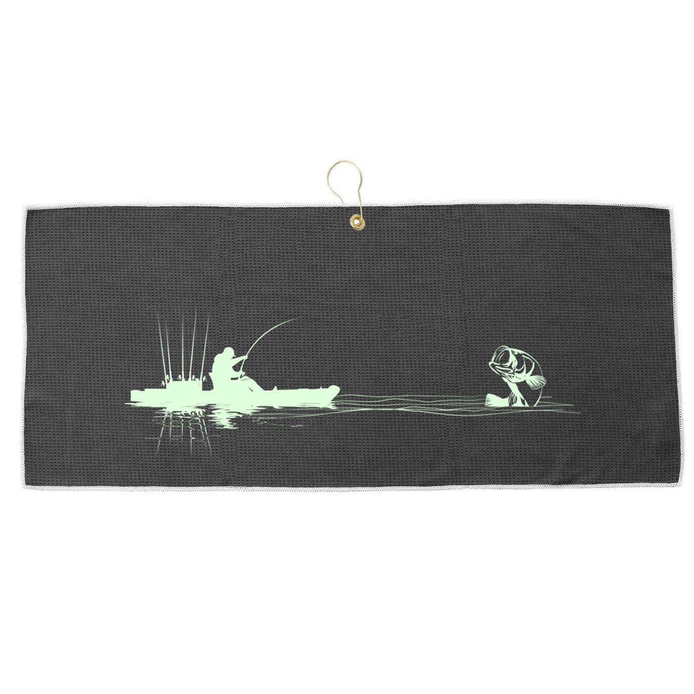 Largemouth Kayak Fishing Kayaking Angler Graphic Fisher Cool Gift Large Microfiber Waffle Golf Towel