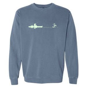 Largemouth Kayak Fishing Kayaking Angler Graphic Fisher Cool Gift Garment-Dyed Sweatshirt