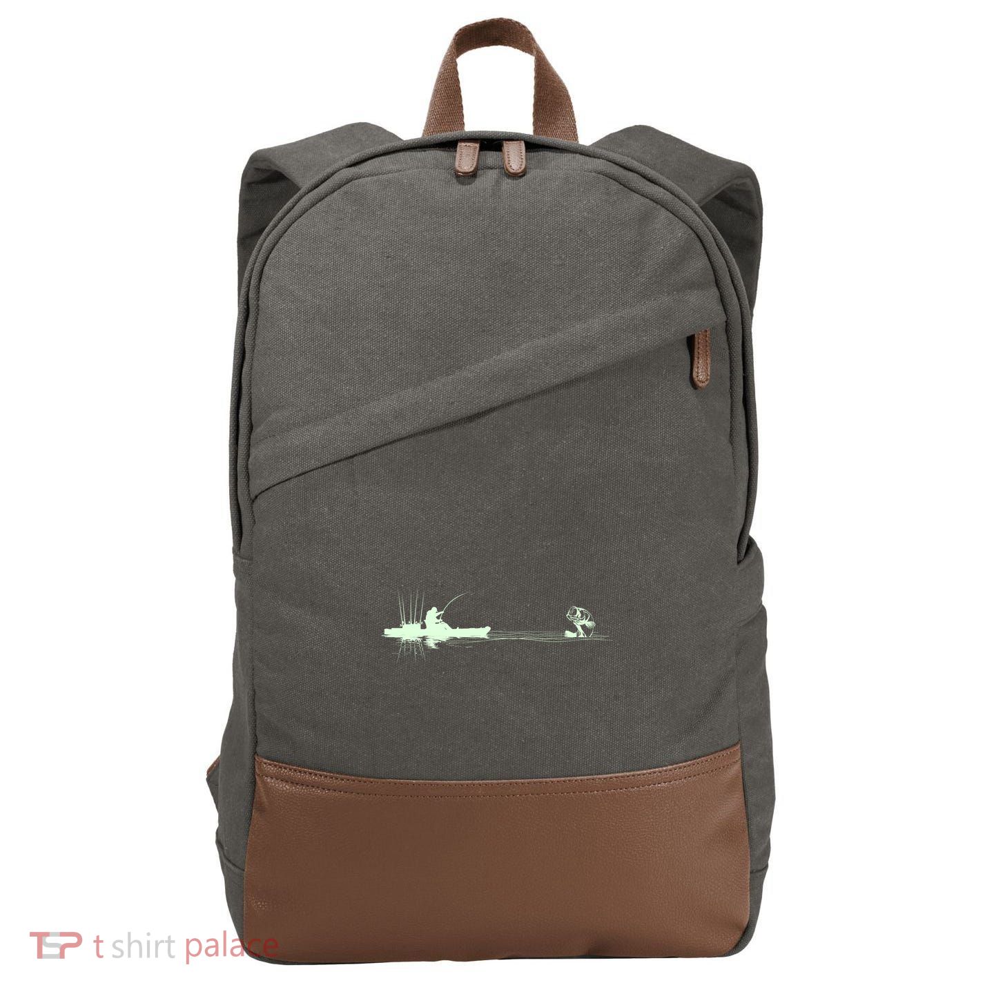 Largemouth Kayak Fishing Kayaking Angler Graphic Fisher Cool Gift Cotton Canvas Backpack
