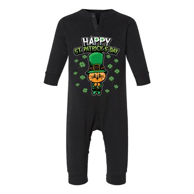 Leprechaun Kitten Gift Sweet Shamrock Animals Gift Cat Gift Infant Fleece One Piece