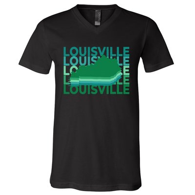 Louisville Kentucky Green Repeat Ky City V-Neck T-Shirt