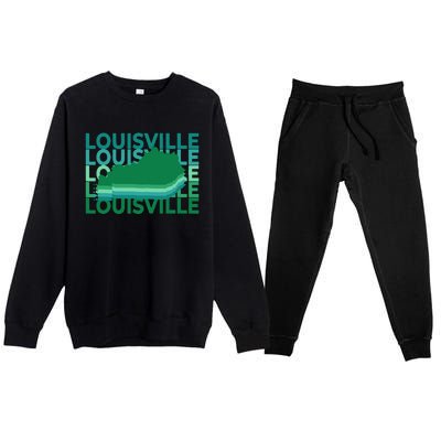 Louisville Kentucky Green Repeat Ky City Premium Crewneck Sweatsuit Set