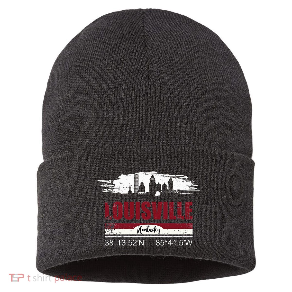 Louisville Kentucky Gift Geographic Coordinates Sustainable Knit Beanie