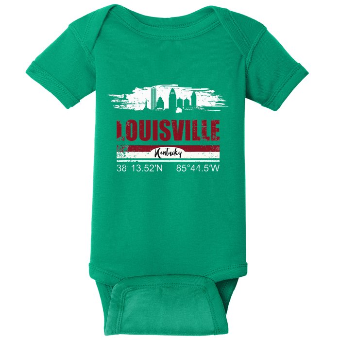 Louisville Kentucky Gift Geographic Coordinates Baby Bodysuit