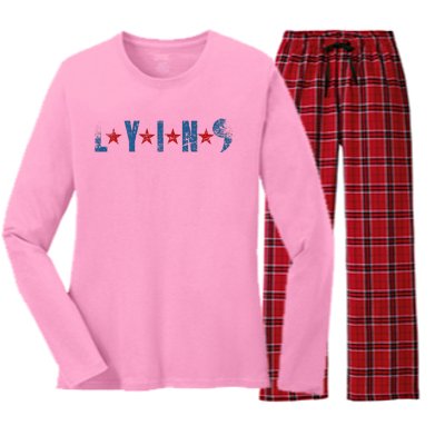 Lyin Kamala HarrisSupport Trump For President 2024 Women's Long Sleeve Flannel Pajama Set 