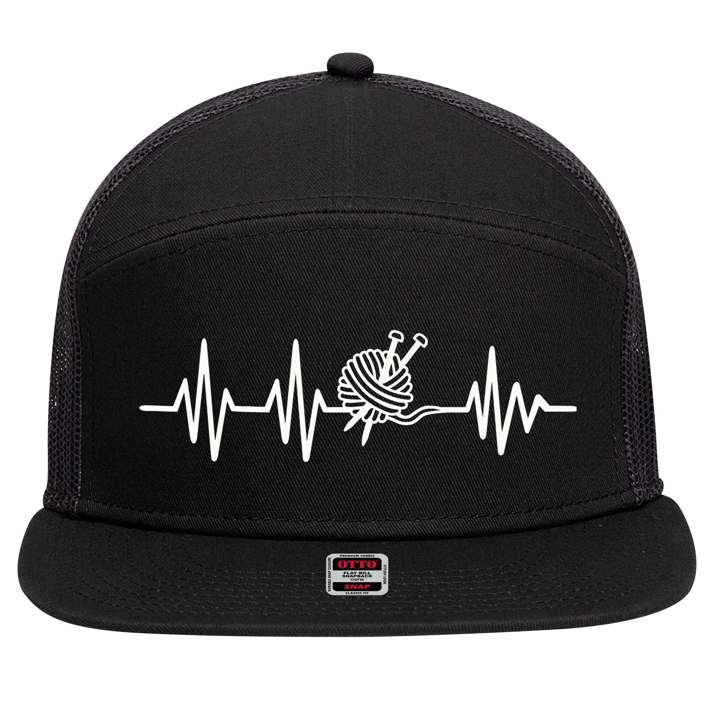 Love Knitting Heartbeat 7 Panel Mesh Trucker Snapback Hat
