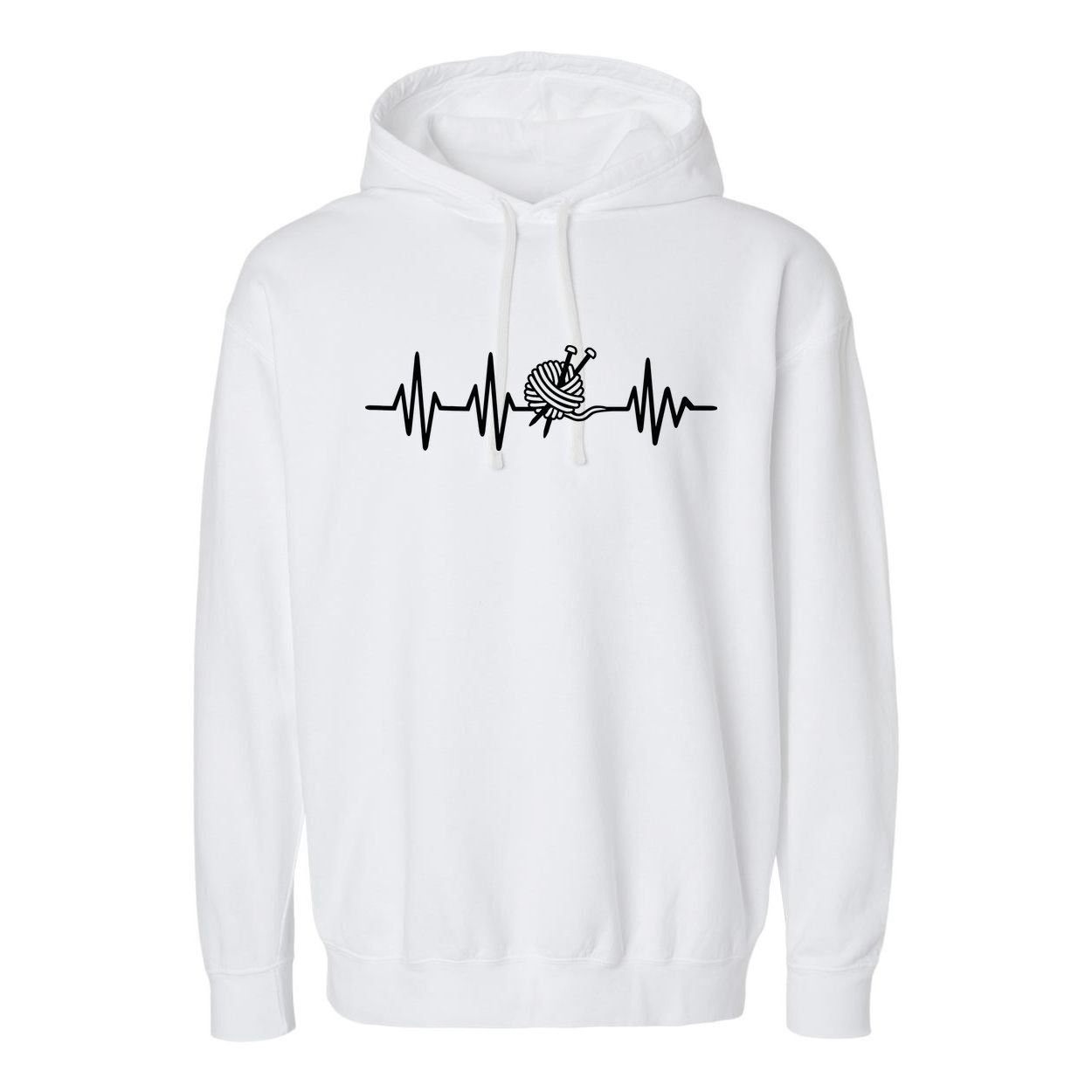 Love Knitting Heartbeat Garment-Dyed Fleece Hoodie