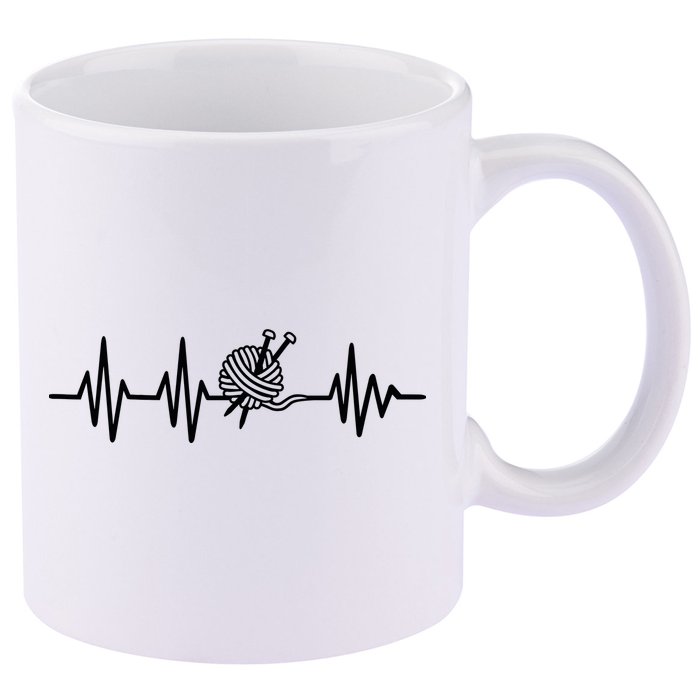 Love Knitting Heartbeat 11oz C Handle Ceramic Mug