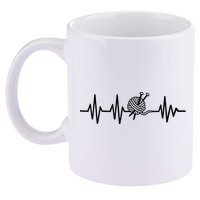 Love Knitting Heartbeat 11oz C Handle Ceramic Mug