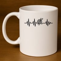 Love Knitting Heartbeat 11oz C Handle Ceramic Mug