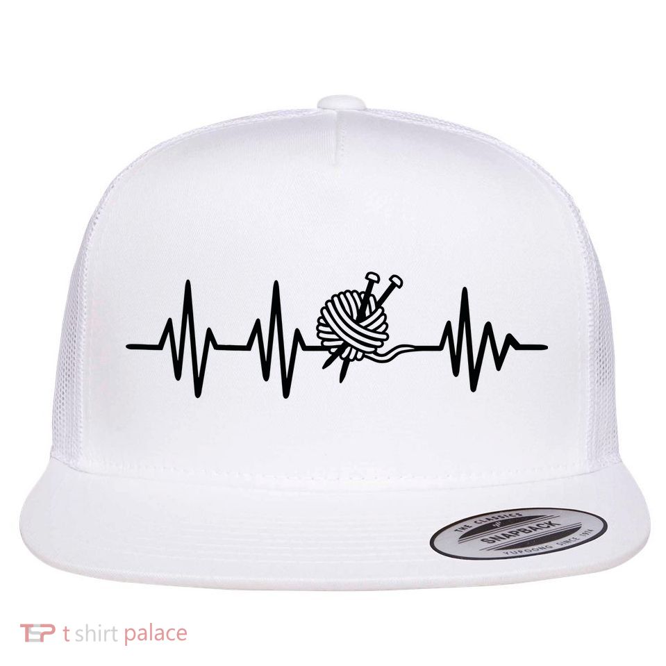 Love Knitting Heartbeat Flatbill Hat
