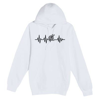 Love Knitting Heartbeat Premium Pullover Hoodie