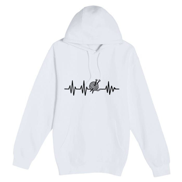 Love Knitting Heartbeat Premium Pullover Hoodie