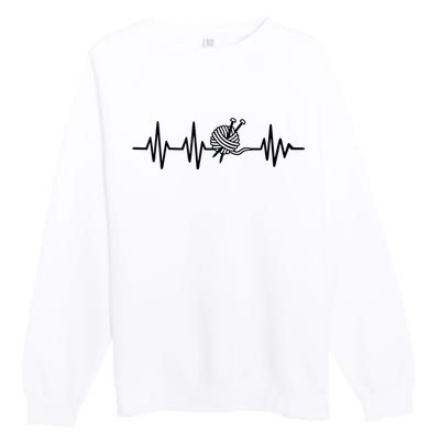 Love Knitting Heartbeat Premium Crewneck Sweatshirt