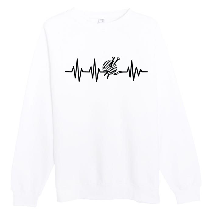 Love Knitting Heartbeat Premium Crewneck Sweatshirt