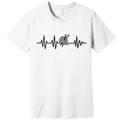 Love Knitting Heartbeat Premium T-Shirt
