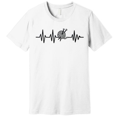 Love Knitting Heartbeat Premium T-Shirt