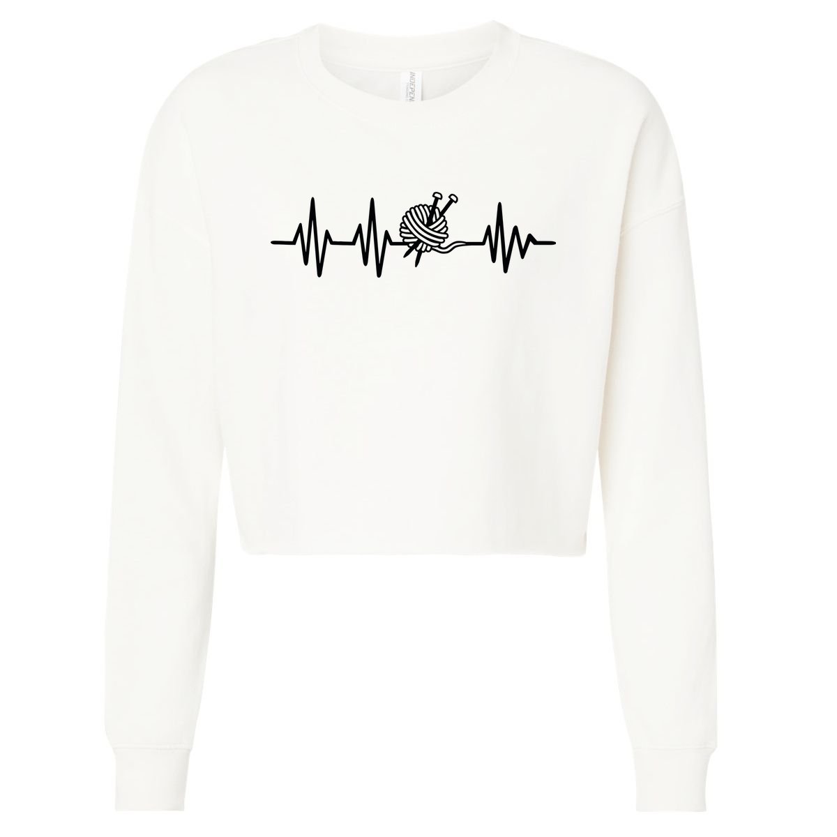 Love Knitting Heartbeat Cropped Pullover Crew
