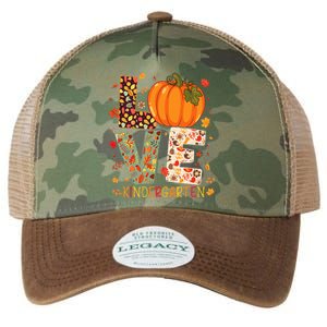 Love Kindergarten Happy Fall Thanksgiving Teacher Legacy Tie Dye Trucker Hat