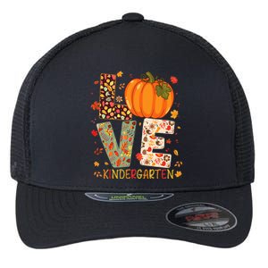 Love Kindergarten Happy Fall Thanksgiving Teacher Flexfit Unipanel Trucker Cap