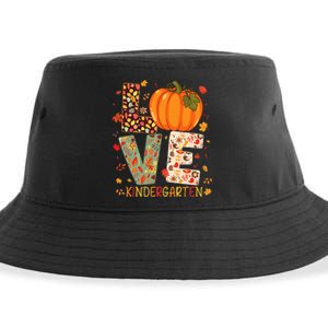 Love Kindergarten Happy Fall Thanksgiving Teacher Sustainable Bucket Hat