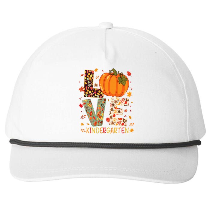 Love Kindergarten Happy Fall Thanksgiving Teacher Snapback Five-Panel Rope Hat