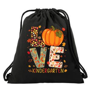 Love Kindergarten Happy Fall Thanksgiving Teacher Drawstring Bag