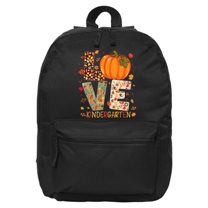 Love Kindergarten Happy Fall Thanksgiving Teacher 16 in Basic Backpack