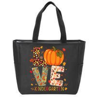 Love Kindergarten Happy Fall Thanksgiving Teacher Zip Tote Bag