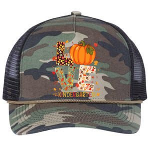 Love Kindergarten Happy Fall Thanksgiving Teacher Retro Rope Trucker Hat Cap