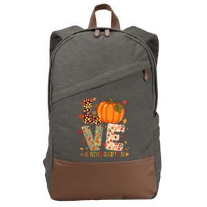 Love Kindergarten Happy Fall Thanksgiving Teacher Cotton Canvas Backpack