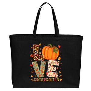 Love Kindergarten Happy Fall Thanksgiving Teacher Cotton Canvas Jumbo Tote