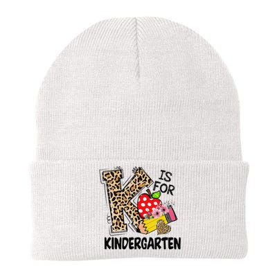 Leopard K Is For Kindergarten Teacher Student Back To School Knit Cap Winter Beanie