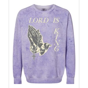 Lord King Jesus God Love Faith Church Family Pray Hands Fun Colorblast Crewneck Sweatshirt