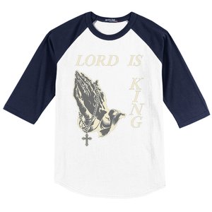 Lord King Jesus God Love Faith Church Family Pray Hands Fun Baseball Sleeve Shirt