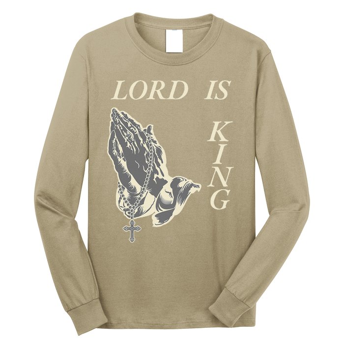 Lord King Jesus God Love Faith Church Family Pray Hands Fun Long Sleeve Shirt