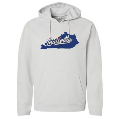 Louisville Kentucky Ky Map Performance Fleece Hoodie