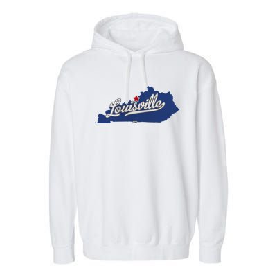 Louisville Kentucky Ky Map Garment-Dyed Fleece Hoodie