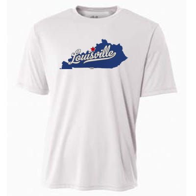 Louisville Kentucky Ky Map Cooling Performance Crew T-Shirt