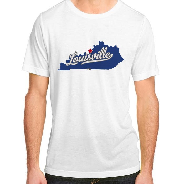 Louisville Kentucky Ky Map Adult ChromaSoft Performance T-Shirt