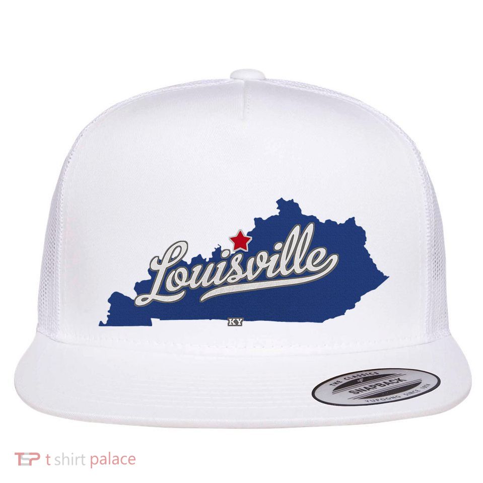Louisville Kentucky Ky Map Flat Bill Trucker Hat