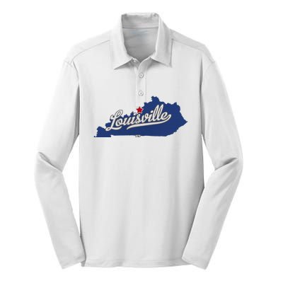 Louisville Kentucky Ky Map Silk Touch Performance Long Sleeve Polo