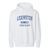 Lexington Kentucky Ky Vintage Athletic Sports Garment-Dyed Fleece Hoodie